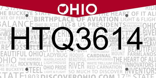 HTQ3614 Ohio License Plate