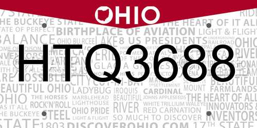 HTQ3688 Ohio License Plate