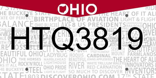 HTQ3819 Ohio License Plate