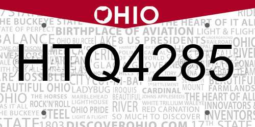 HTQ4285 Ohio License Plate