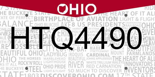 HTQ4490 Ohio License Plate