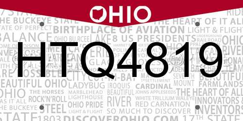 HTQ4819 Ohio License Plate