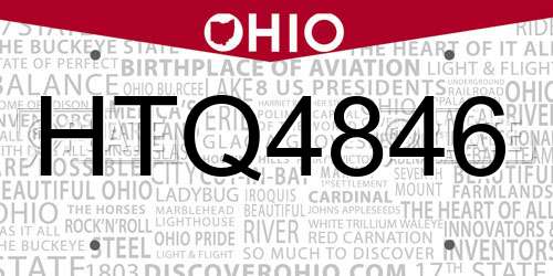 HTQ4846 Ohio License Plate