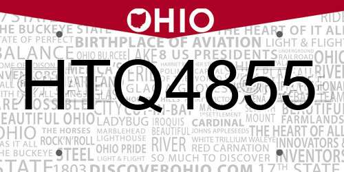 HTQ4855 Ohio License Plate