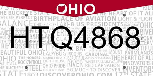 HTQ4868 Ohio License Plate