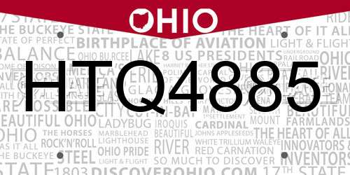 HTQ4885 Ohio License Plate