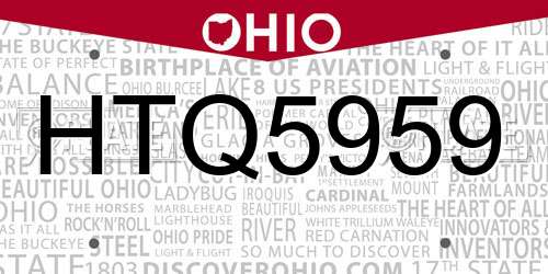 HTQ5959 Ohio License Plate