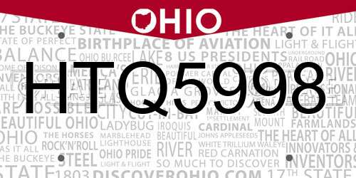 HTQ5998 Ohio License Plate