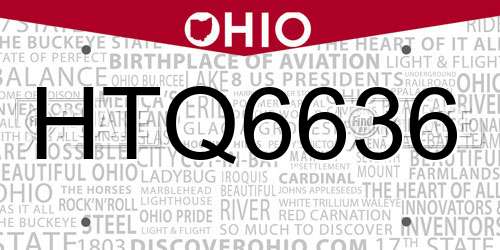 HTQ6636 Ohio License Plate