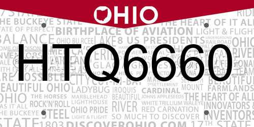 HTQ6660 Ohio License Plate