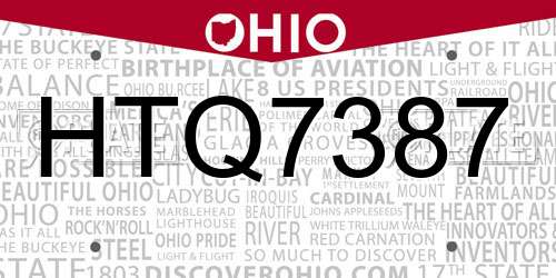HTQ7387 Ohio License Plate