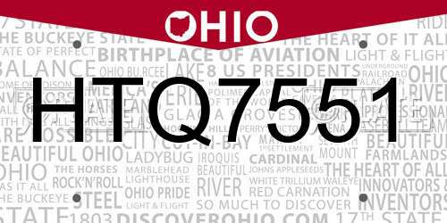 HTQ7551 Ohio License Plate