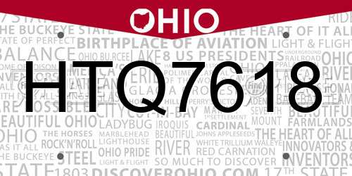HTQ7618 Ohio License Plate