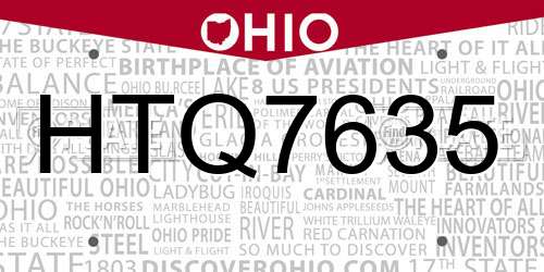 HTQ7635 Ohio License Plate