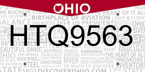 HTQ9563 Ohio License Plate