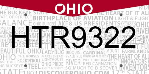HTR9322 Ohio License Plate