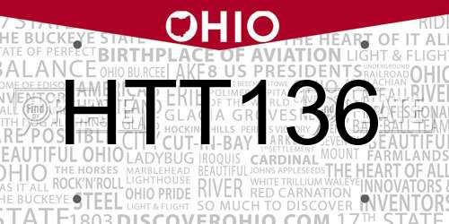HTT136 Ohio License Plate