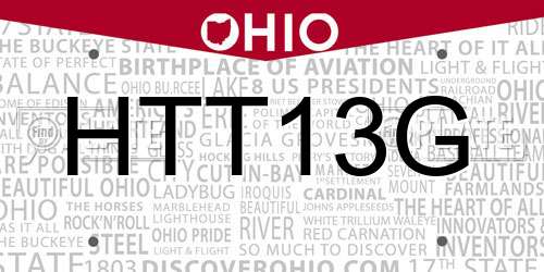 HTT13G Ohio License Plate