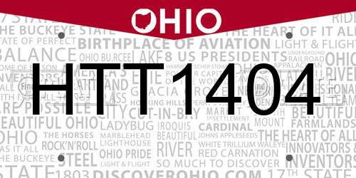 HTT1404 Ohio License Plate