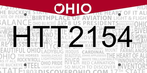 HTT2154 Ohio License Plate