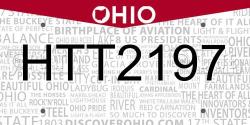 HTT2197 Ohio License Plate