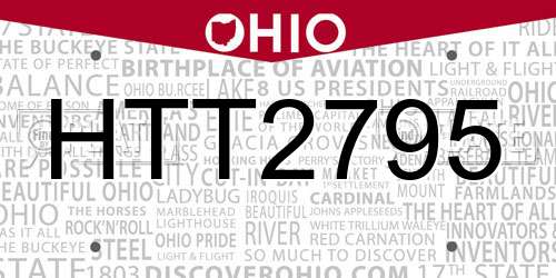 HTT2795 Ohio License Plate