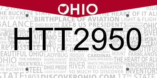 HTT2950 Ohio License Plate