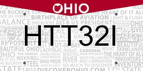 HTT32I Ohio License Plate