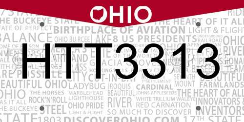 HTT3313 Ohio License Plate