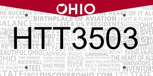 HTT3503 Ohio License Plate