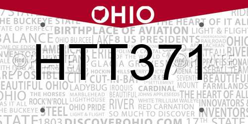 HTT371 Ohio License Plate