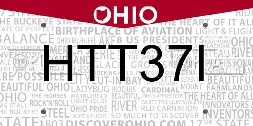 HTT37I Ohio License Plate