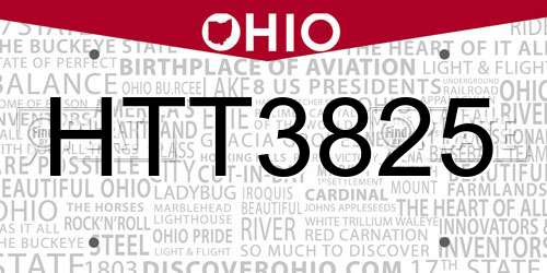 HTT3825 Ohio License Plate