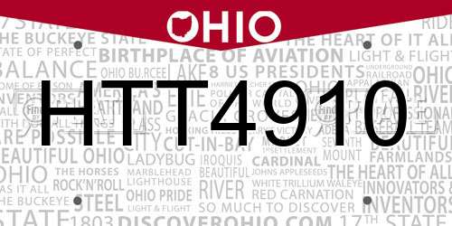HTT4910 Ohio License Plate