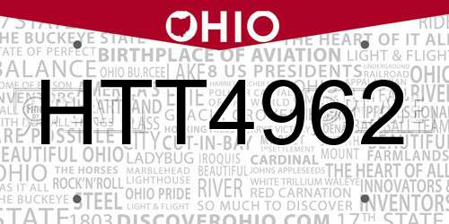 HTT4962 Ohio License Plate