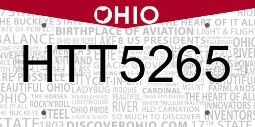 HTT5265 Ohio License Plate