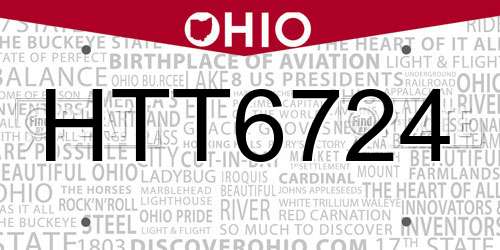 HTT6724 Ohio License Plate