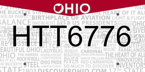 HTT6776 Ohio License Plate