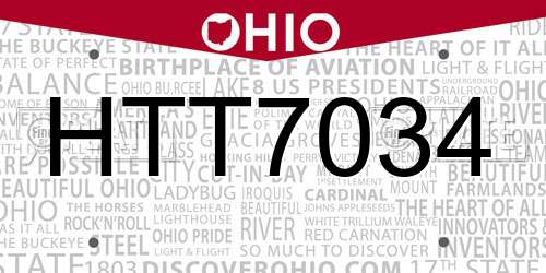 HTT7034 Ohio License Plate