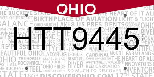 HTT9445 Ohio License Plate