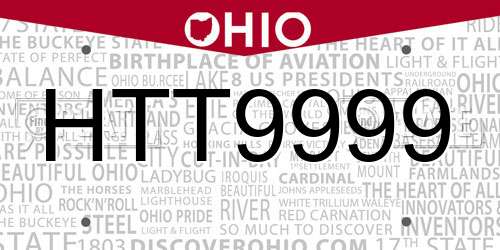 HTT9999 Ohio License Plate