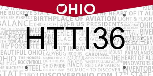 HTTI36 Ohio License Plate