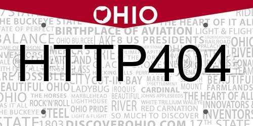 HTTP404 Ohio License Plate