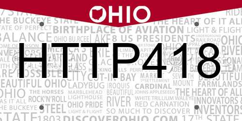 HTTP418 Ohio License Plate