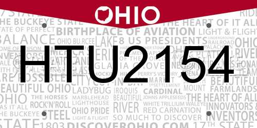 HTU2154 Ohio License Plate