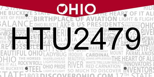 HTU2479 Ohio License Plate