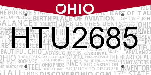 HTU2685 Ohio License Plate