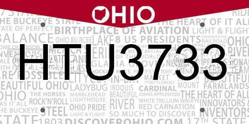 HTU3733 Ohio License Plate