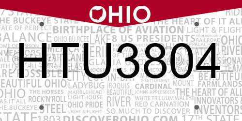 HTU3804 Ohio License Plate