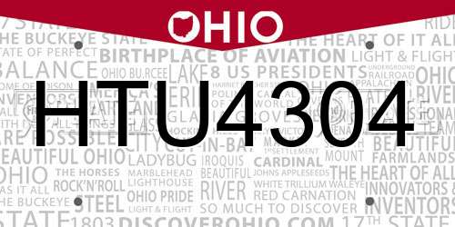 HTU4304 Ohio License Plate